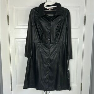Nanette Lepore Faux Leather Black Dress, Size 8